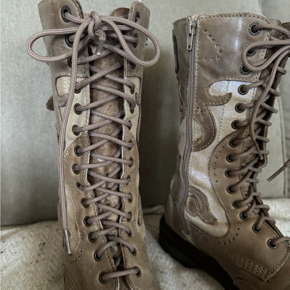 Dr. Martens Shoes - Dr. Martens Taupe Lace-Up Combat Boots